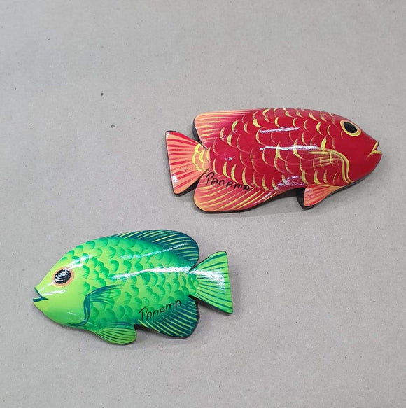 Hand painted wooden fish ornament (each)