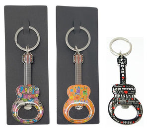Guitar shaped metal keychain with opener (each)