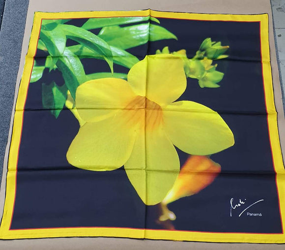 Silk twill scarf  Yellow flower