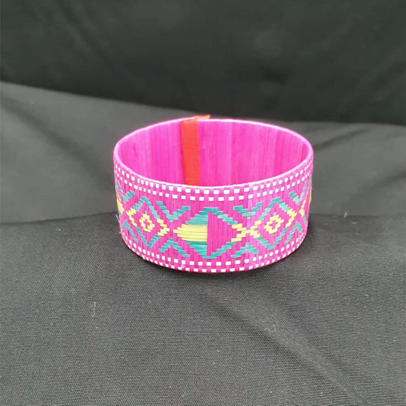 Wide colored straw bracelet
