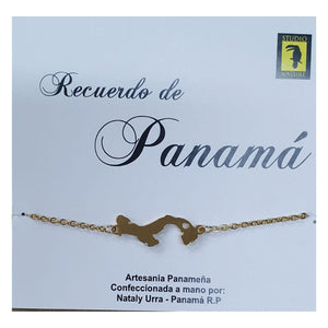 18k Gold Plated Panama Map Bracelet