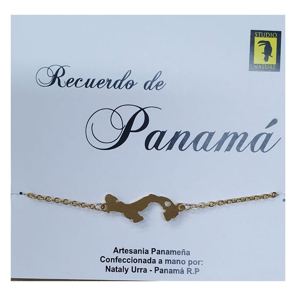 18k Gold Plated Panama Map Bracelet